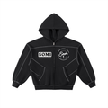 Contrast-Stitched Boxy Fleece Zip Hoodie