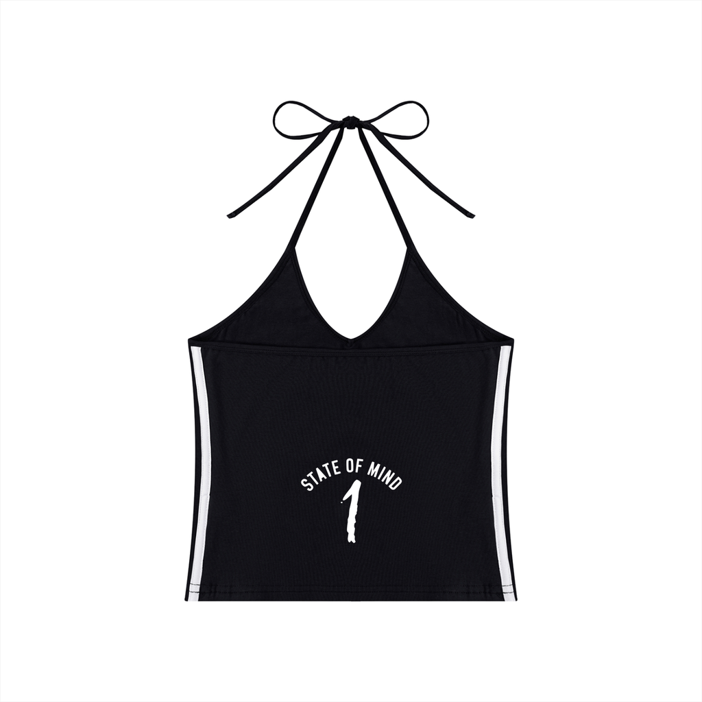 Women's Color Block Halter Crop Tank Top