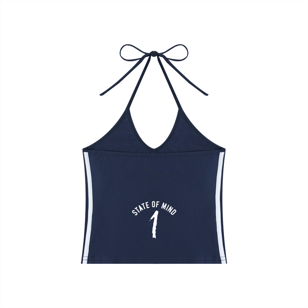 Women's Color Block Halter Crop Tank Top