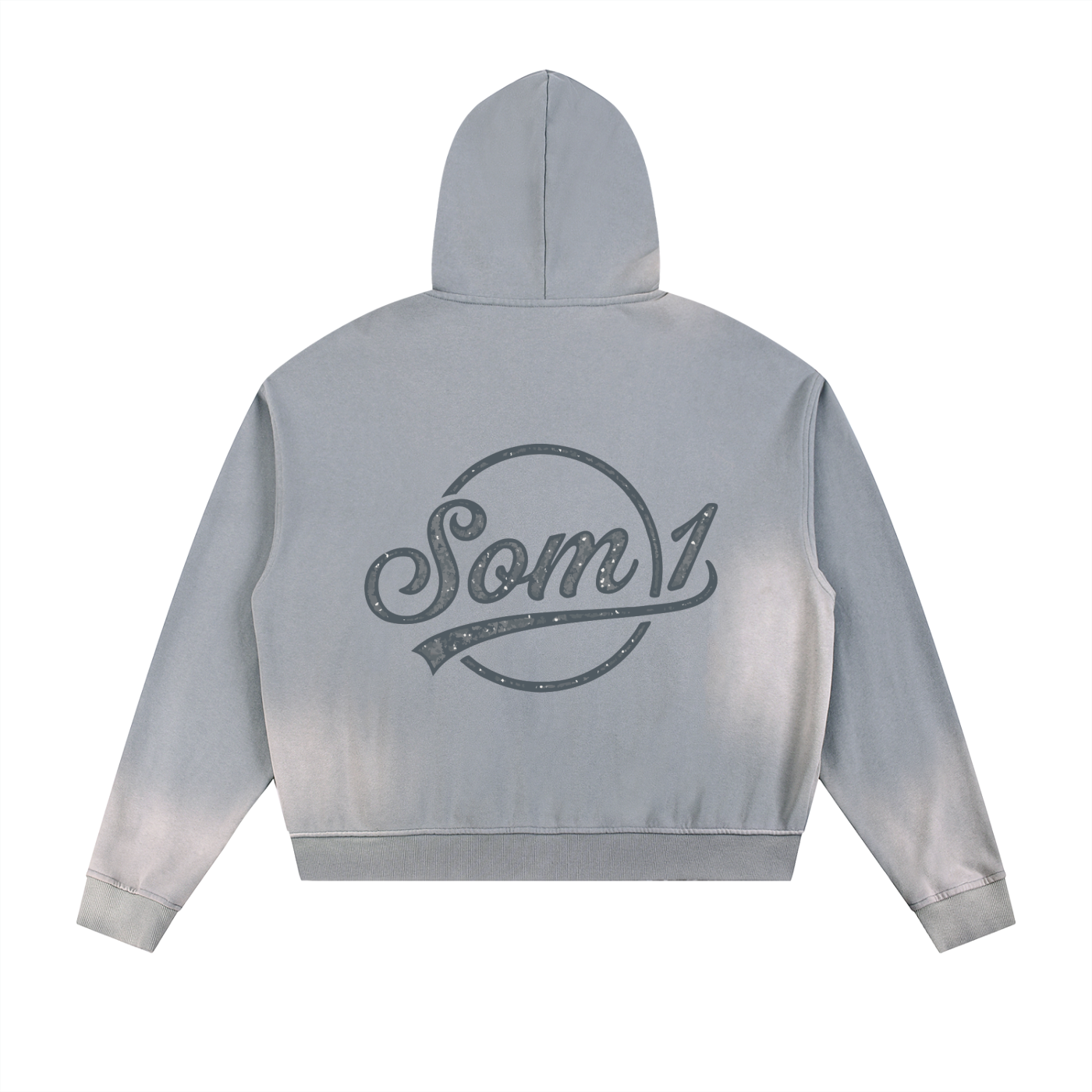 Sun Fade Frayed Raw Edge Fleece Zip Hoodie