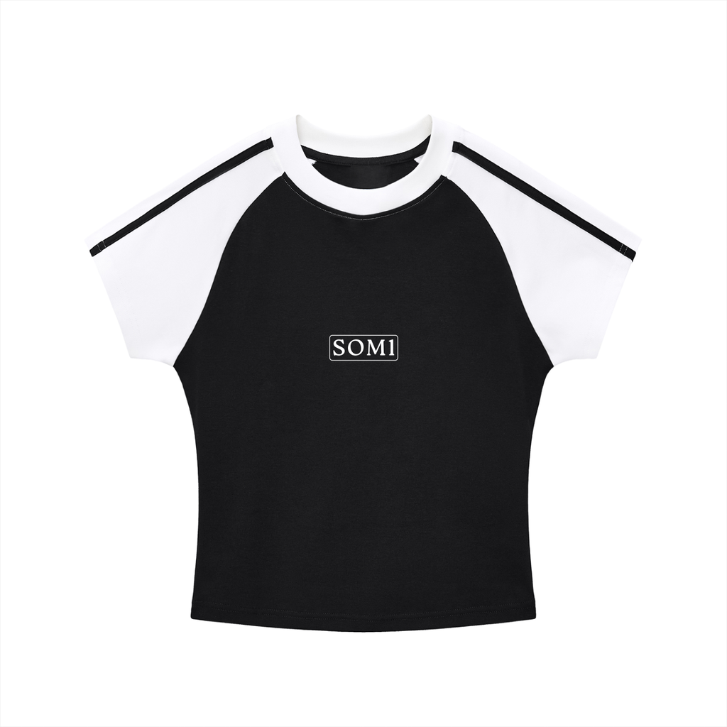Contrast Stripes Bodycon Raglan  Sleeve T-Shirt