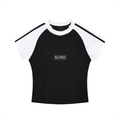 Contrast Stripes Bodycon Raglan  Sleeve T-Shirt