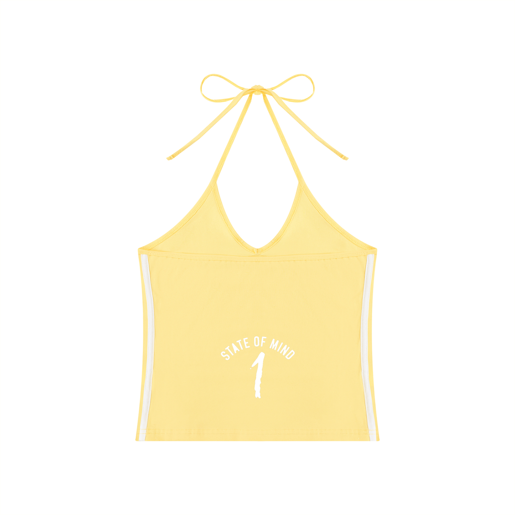 Women's Color Block Halter Crop Tank Top