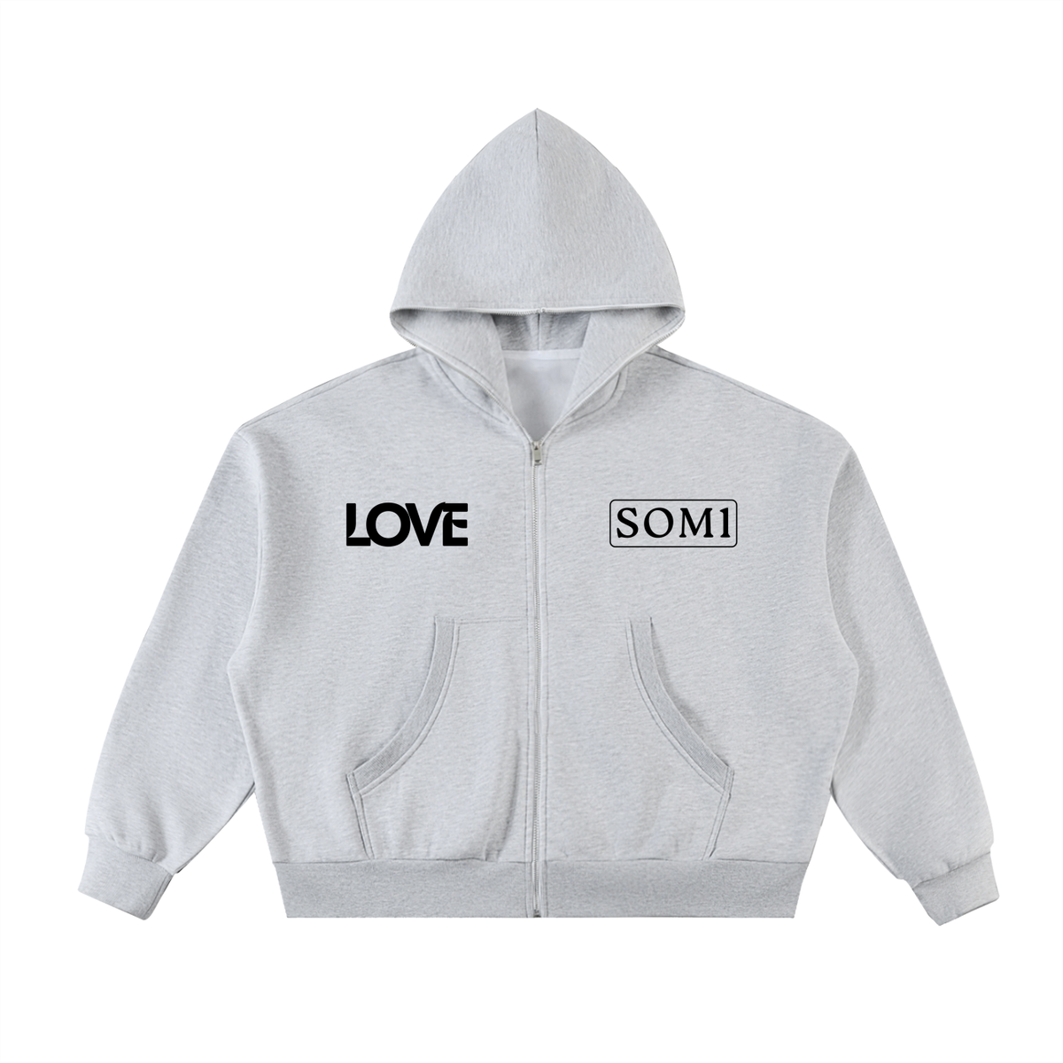 Fleeced Full-Zip Boxy Hoodie