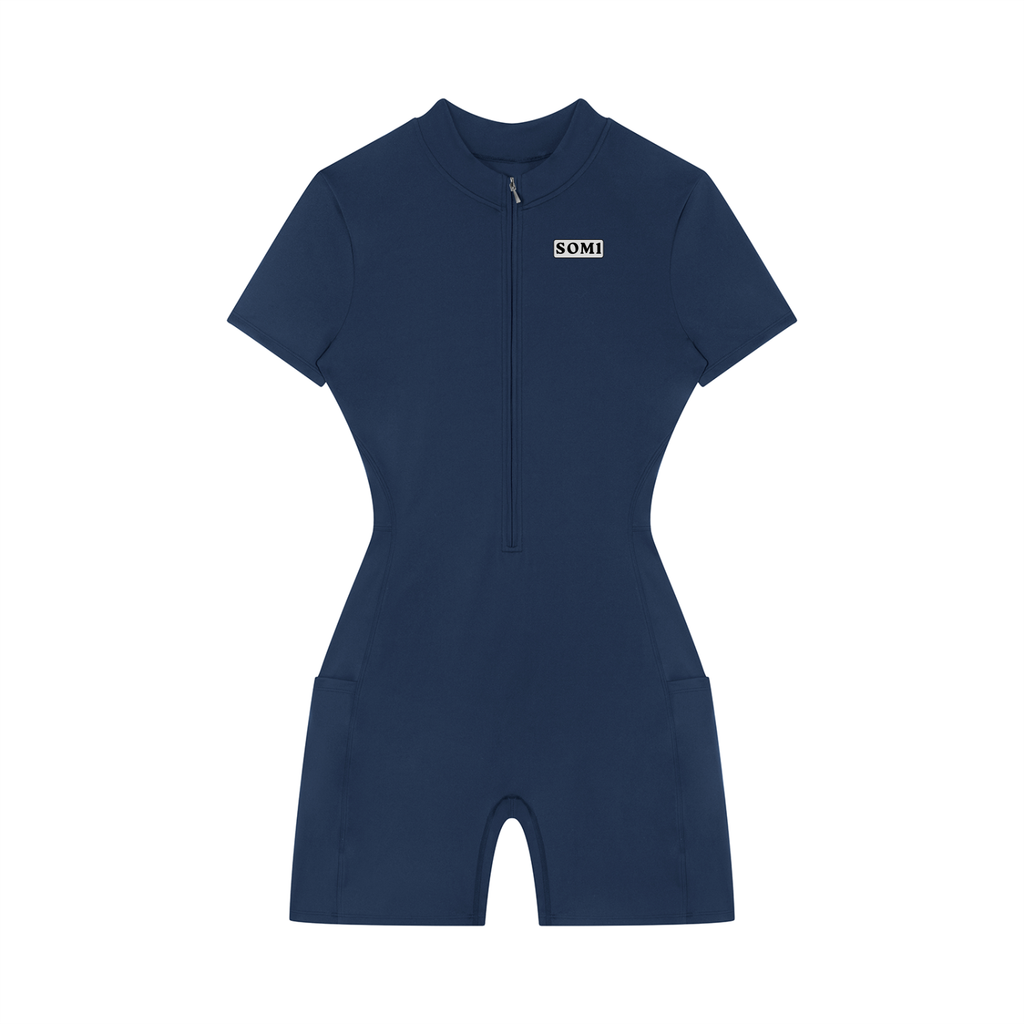 Women's Quarter-Zip Short Sleeve Romper