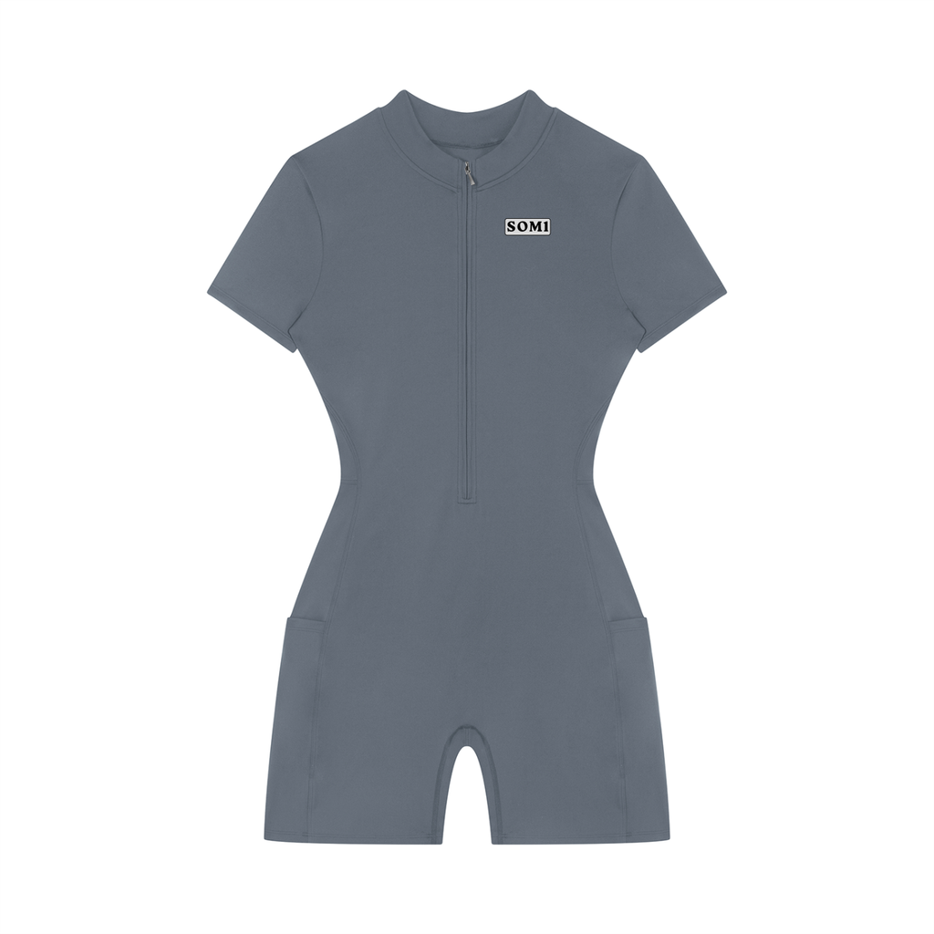 Women's Quarter-Zip Short Sleeve Romper