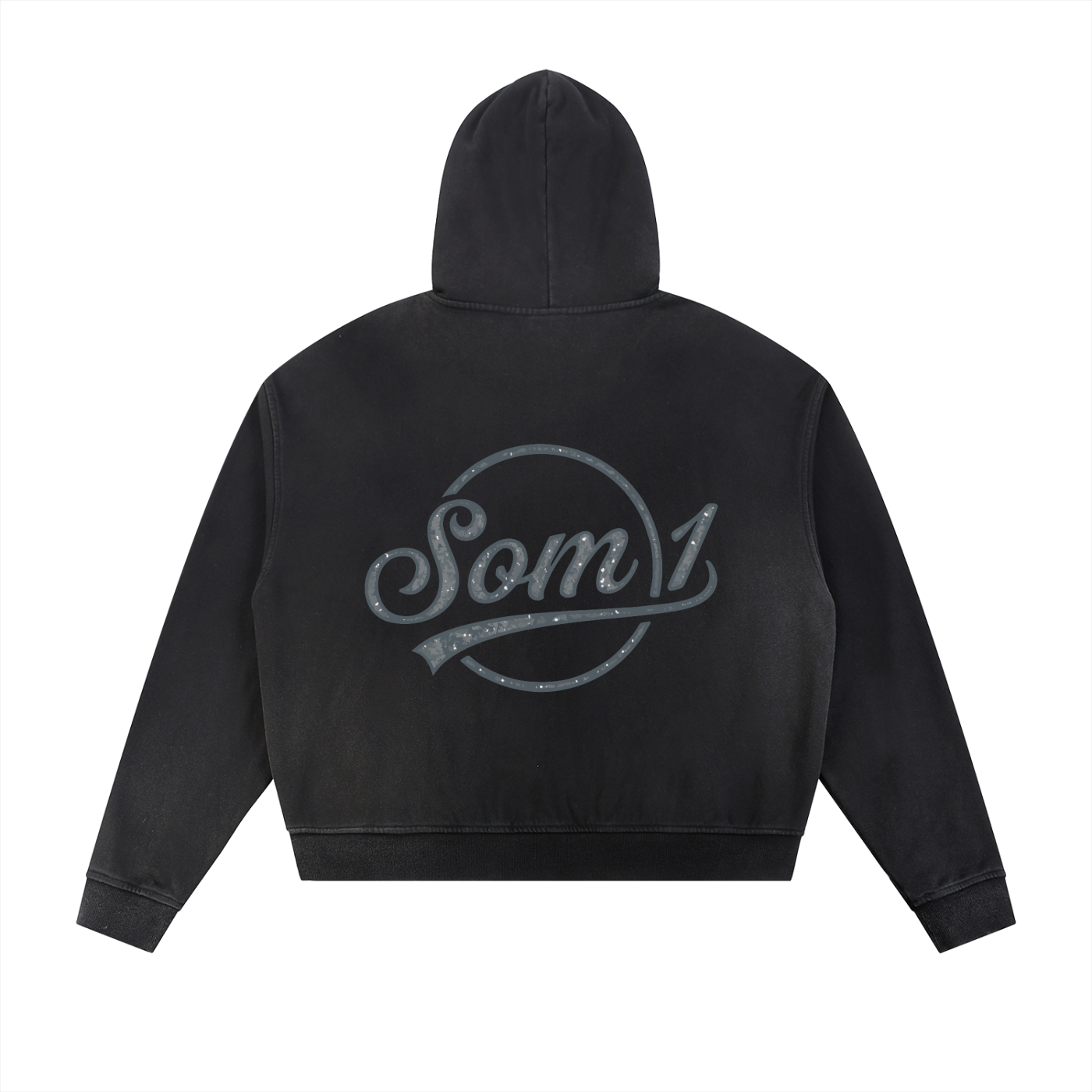 Sun Fade Frayed Raw Edge Fleece Zip Hoodie