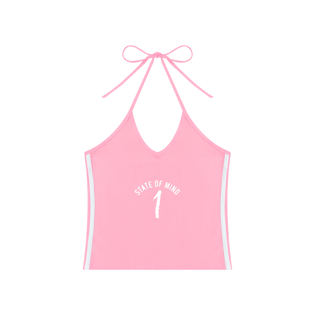 Women's Color Block Halter Crop Tank Top