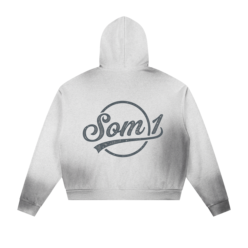 Sun Fade Frayed Raw Edge Fleece Zip Hoodie
