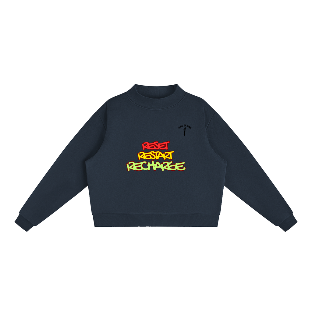 Essential Fleece Mock-Neck Crew Sweatshirt