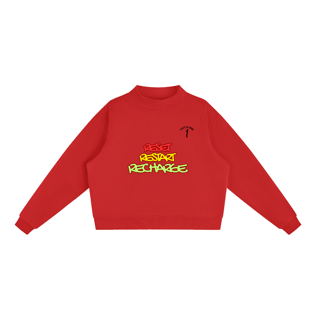 Essential Fleece Mock-Neck Crew Sweatshirt