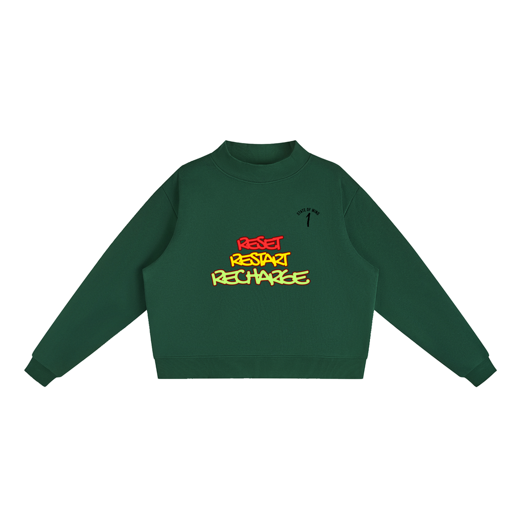 Essential Fleece Mock-Neck Crew Sweatshirt