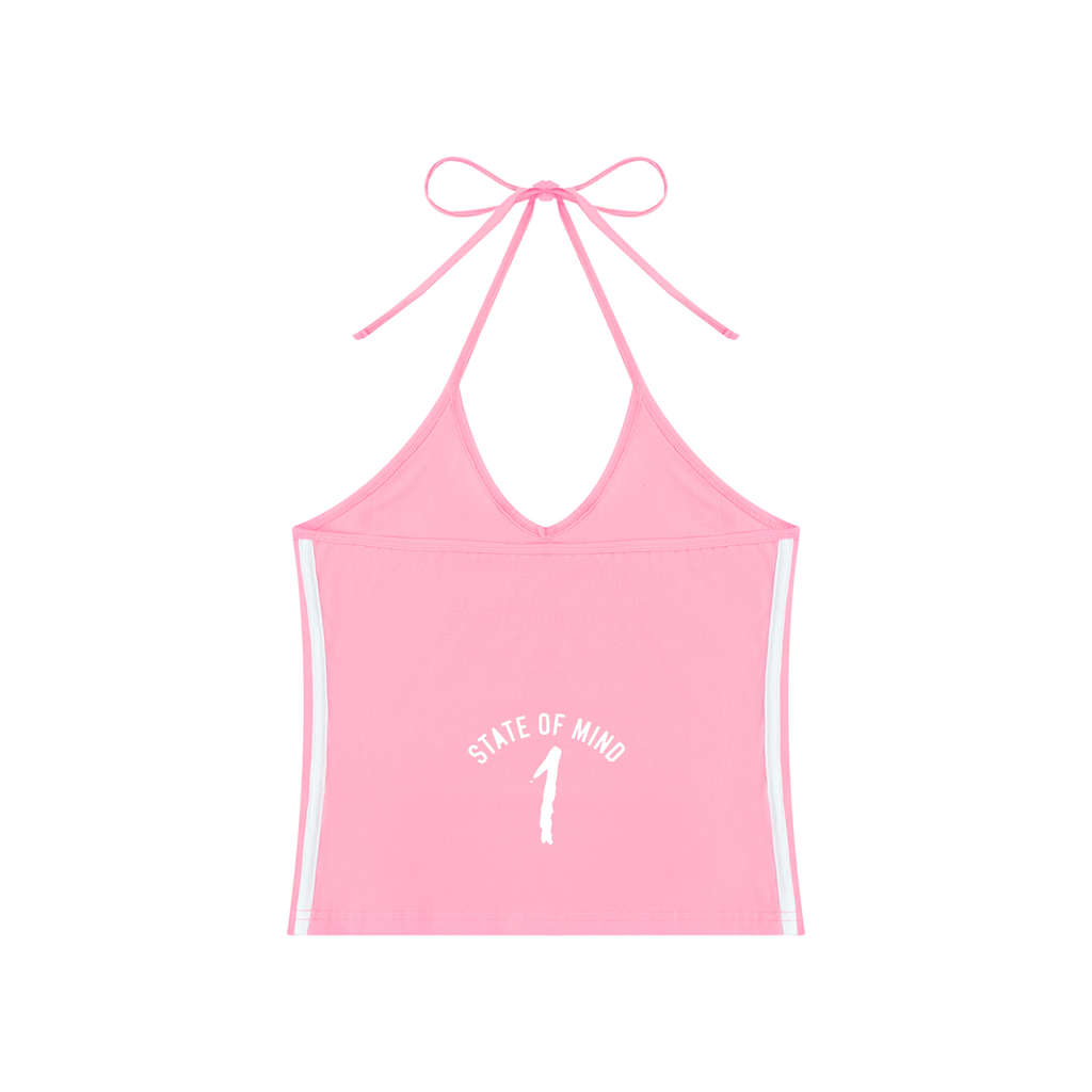Women's Color Block Halter Crop Tank Top