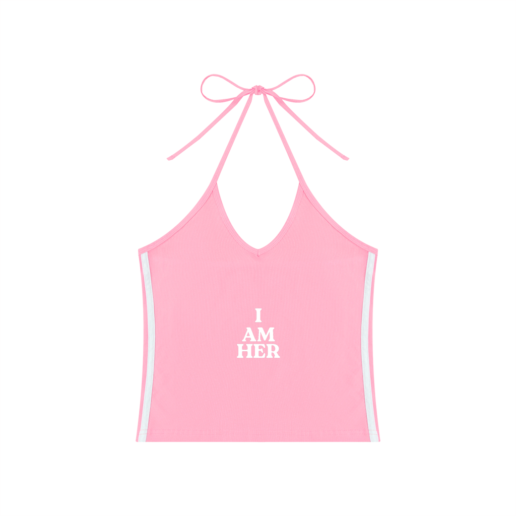 Women's Color Block Halter Crop Tank Top