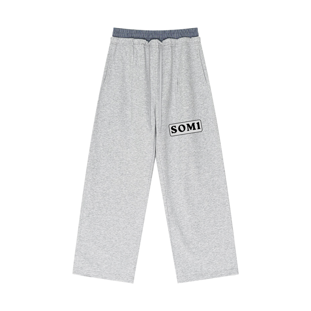 Plaid Contrast Waist Pants