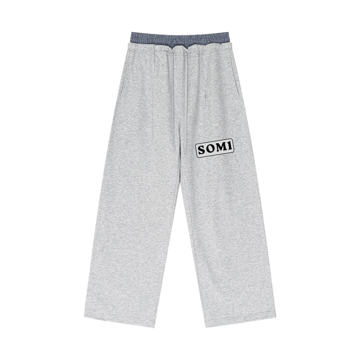 Plaid Contrast Waist Pants