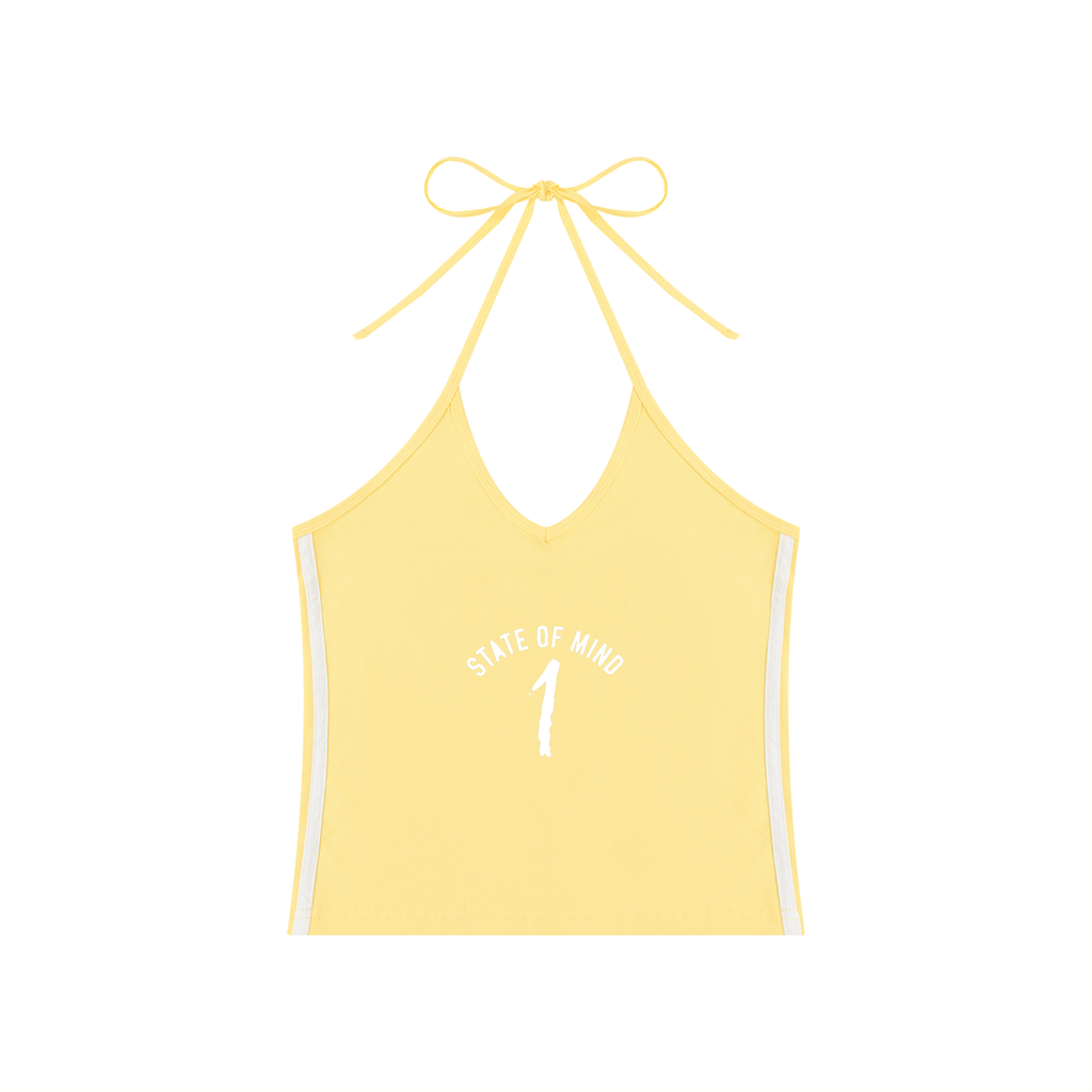 Women's Color Block Halter Crop Tank Top