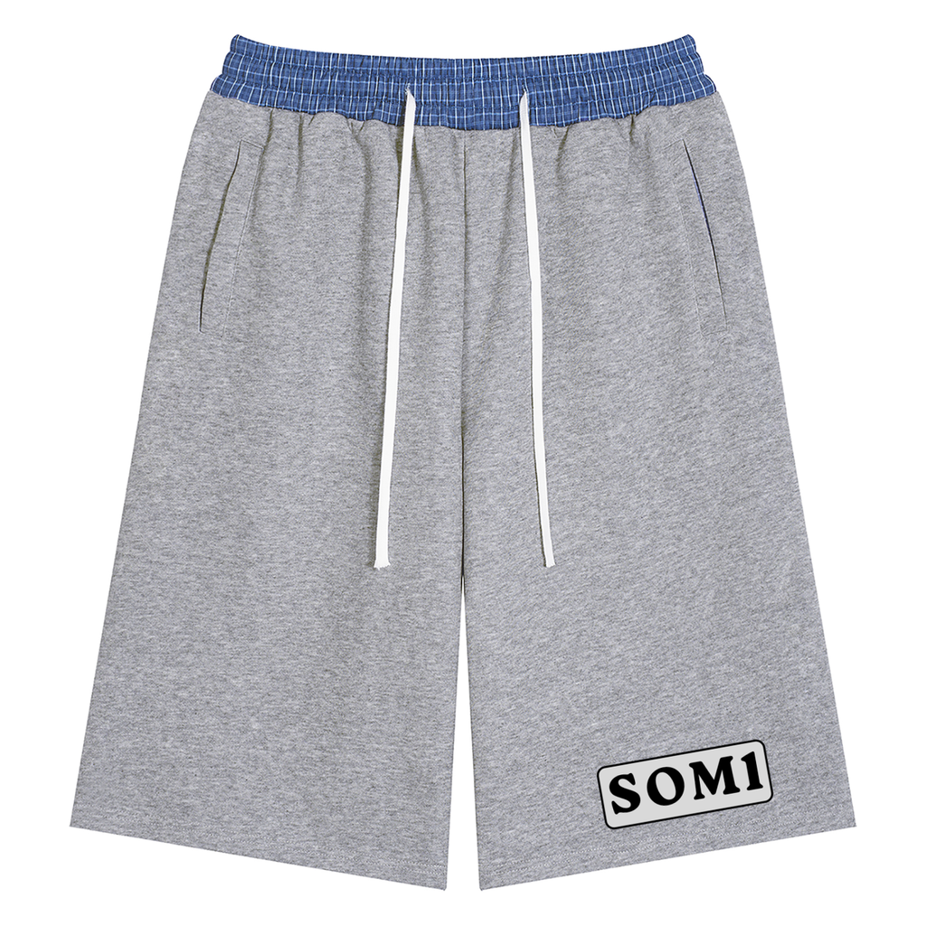 Unisex Plaid Waistband Shorts