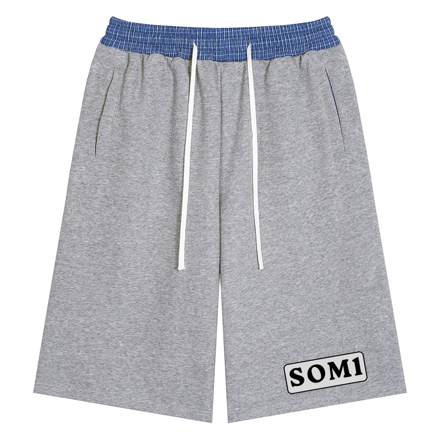 Unisex Plaid Waistband Shorts