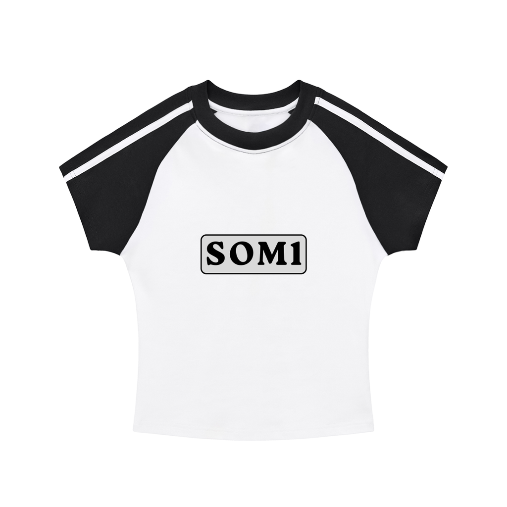 Contrast Stripes Bodycon Raglan  Sleeve T-Shirt