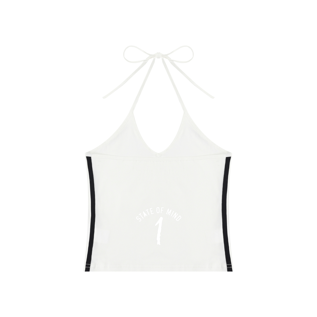 Women's Color Block Halter Crop Tank Top