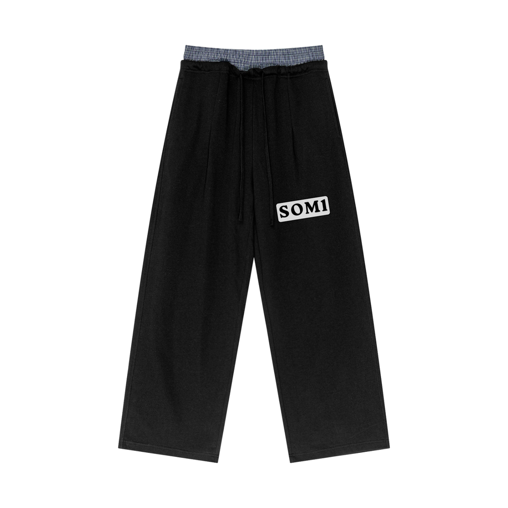 Plaid Contrast Waist Pants