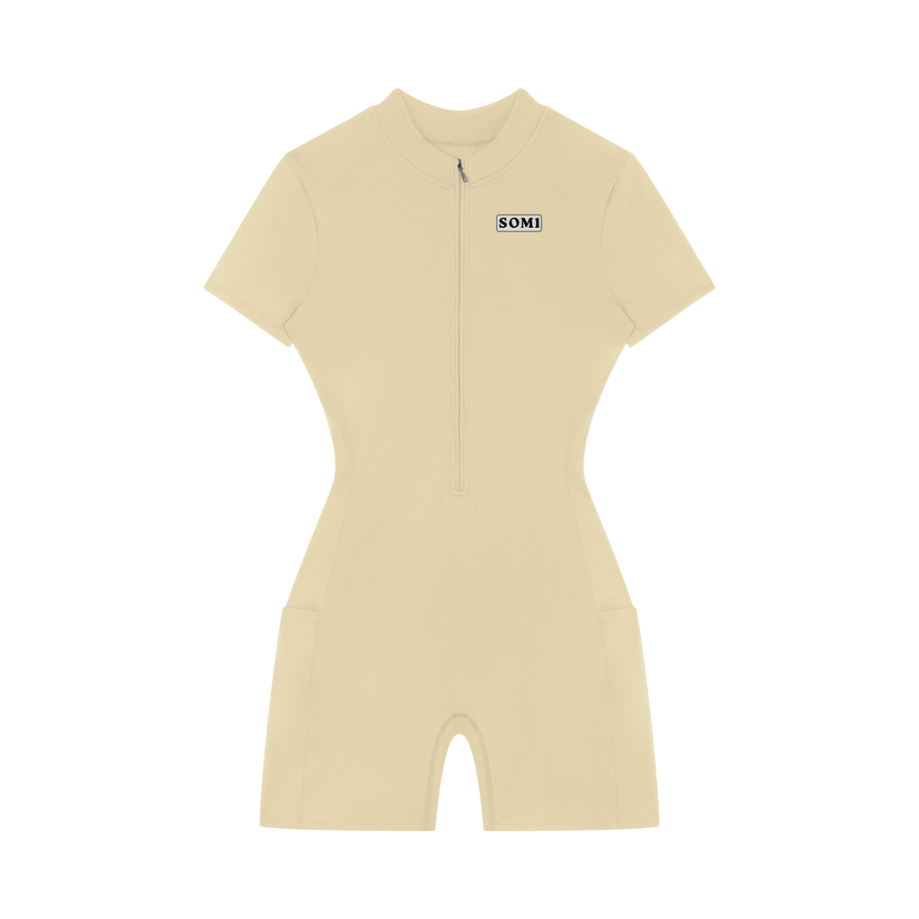 Women's Quarter-Zip Short Sleeve Romper