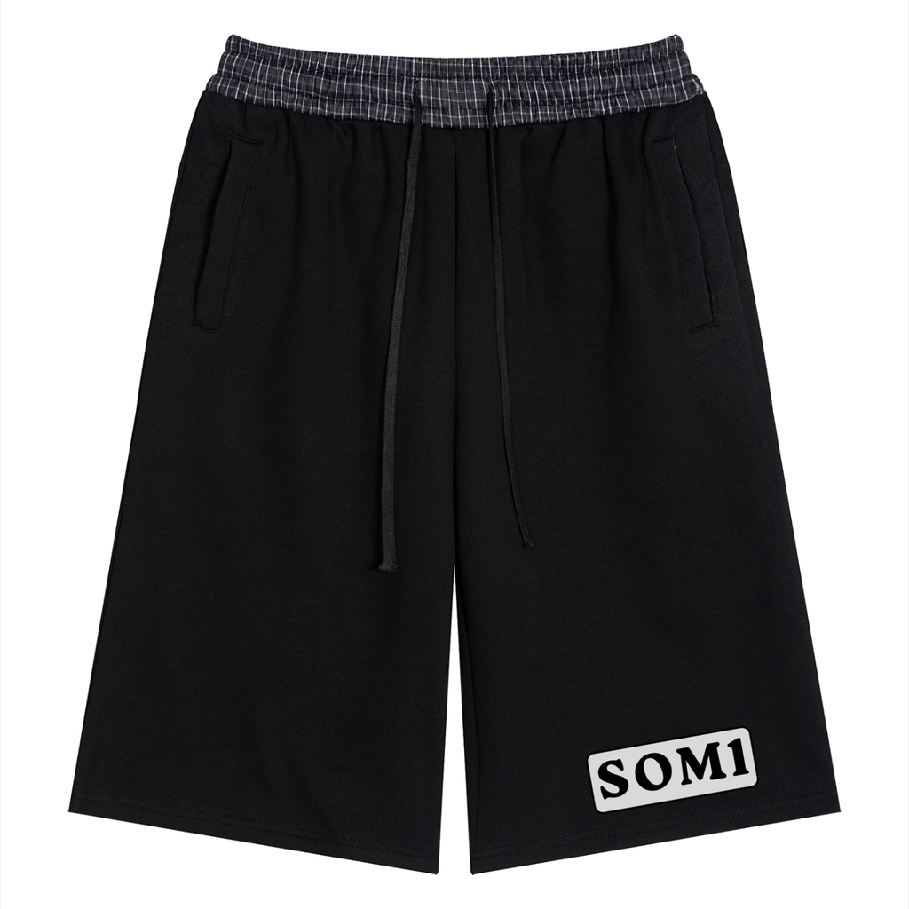 Unisex Plaid Waistband Shorts