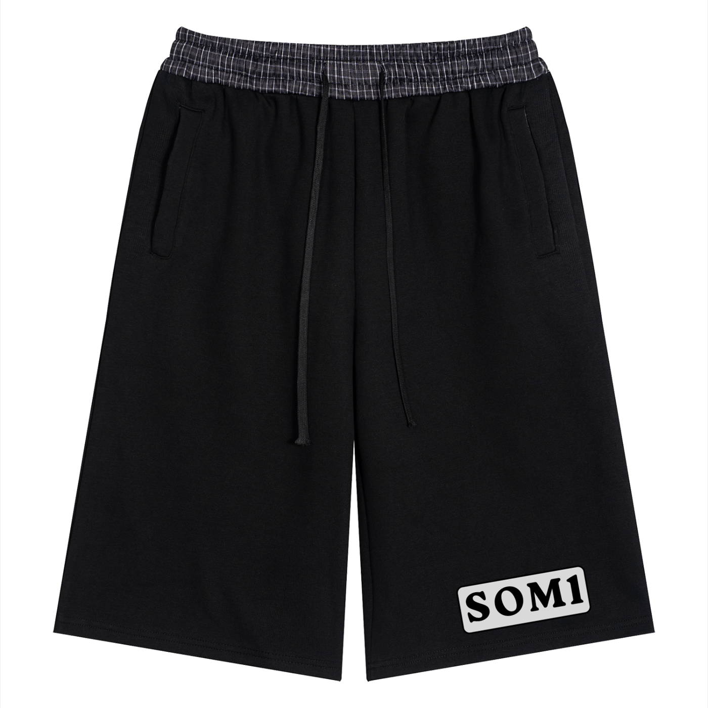 Unisex Plaid Waistband Shorts